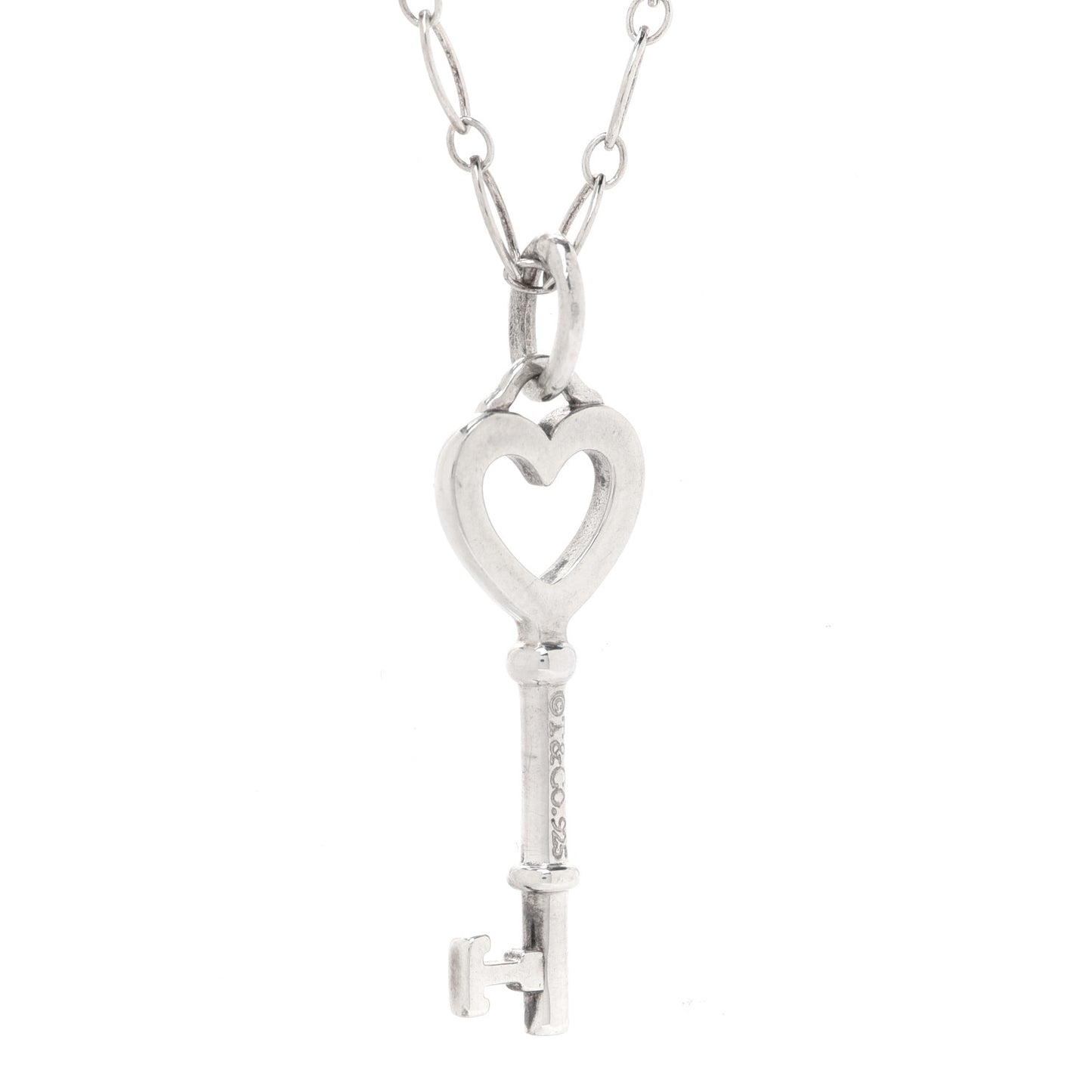 Sterling Silver Mini Heart Key Pendant Necklace