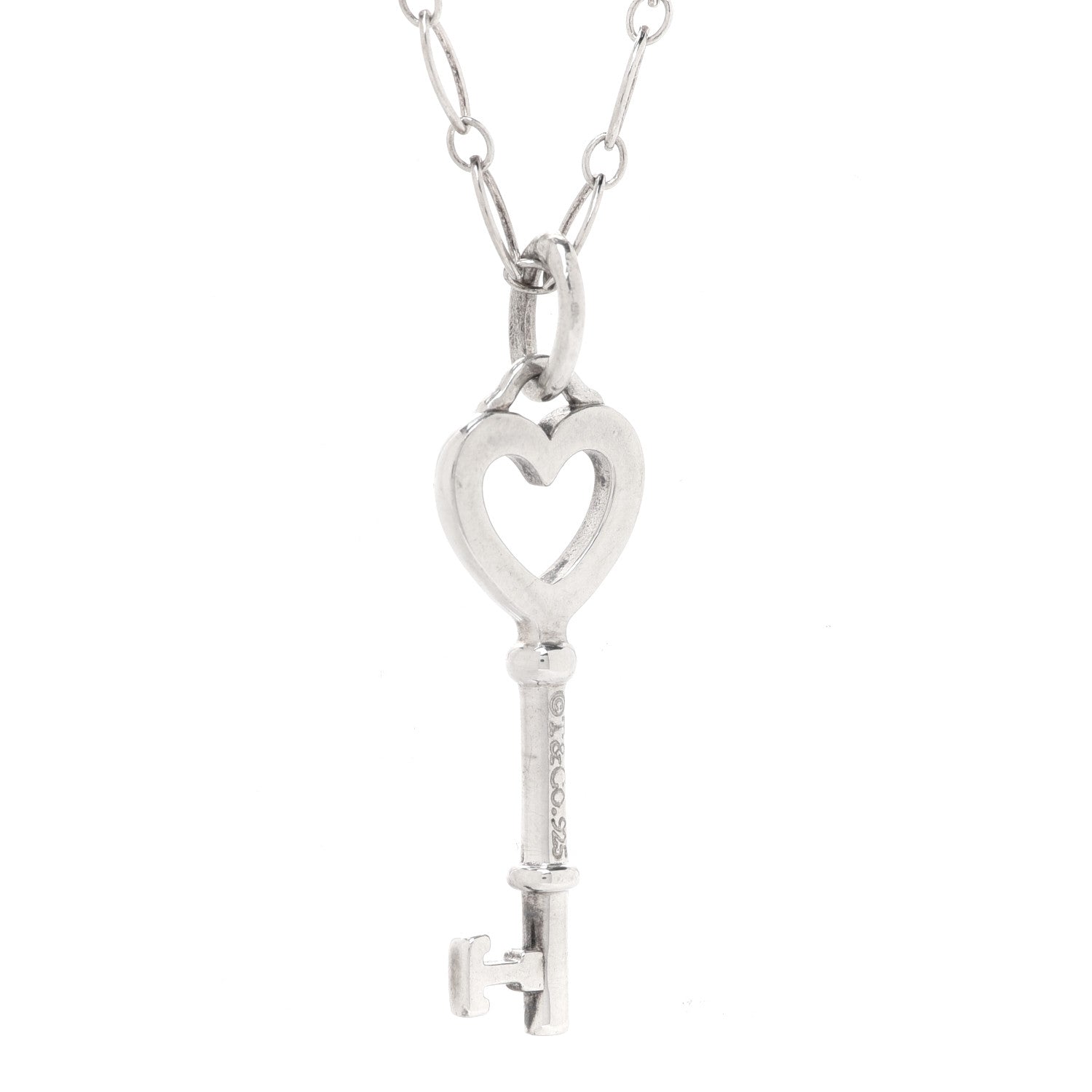 Tiffany Sterling Silver Mini Heart Key Pendant Necklace 4 of 6