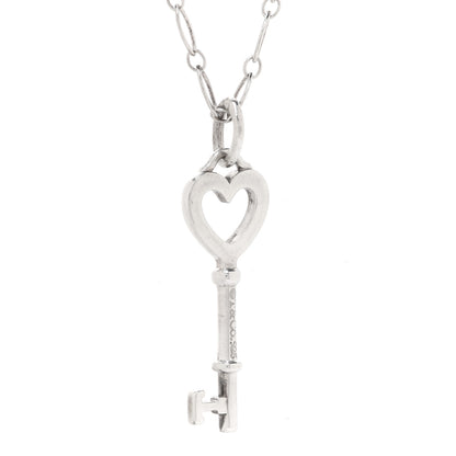 Tiffany Sterling Silver Mini Heart Key Pendant Necklace 4 of 6