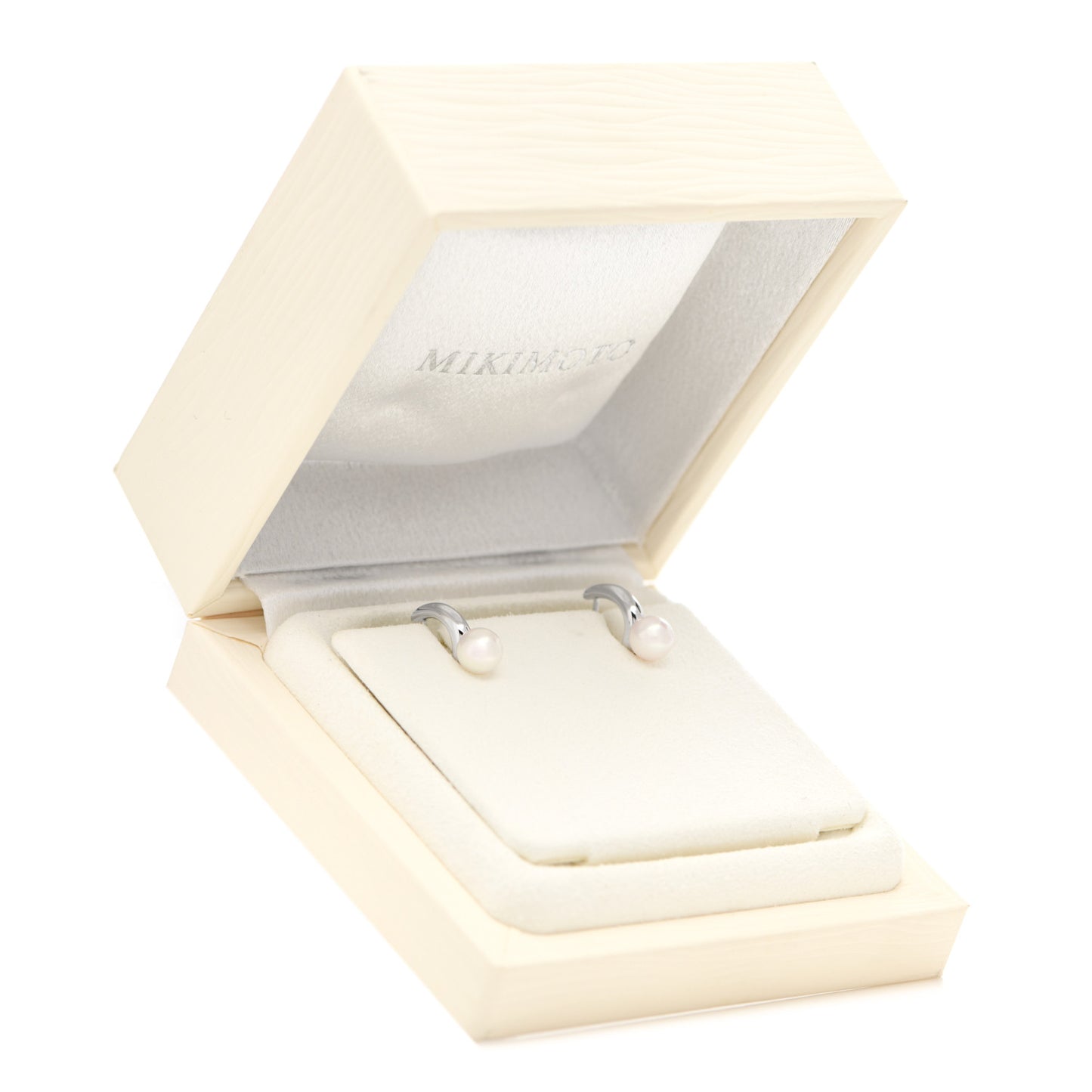 18K White Gold Akoya Pearl 6.5mm Classic Elegance Huggie Earrings