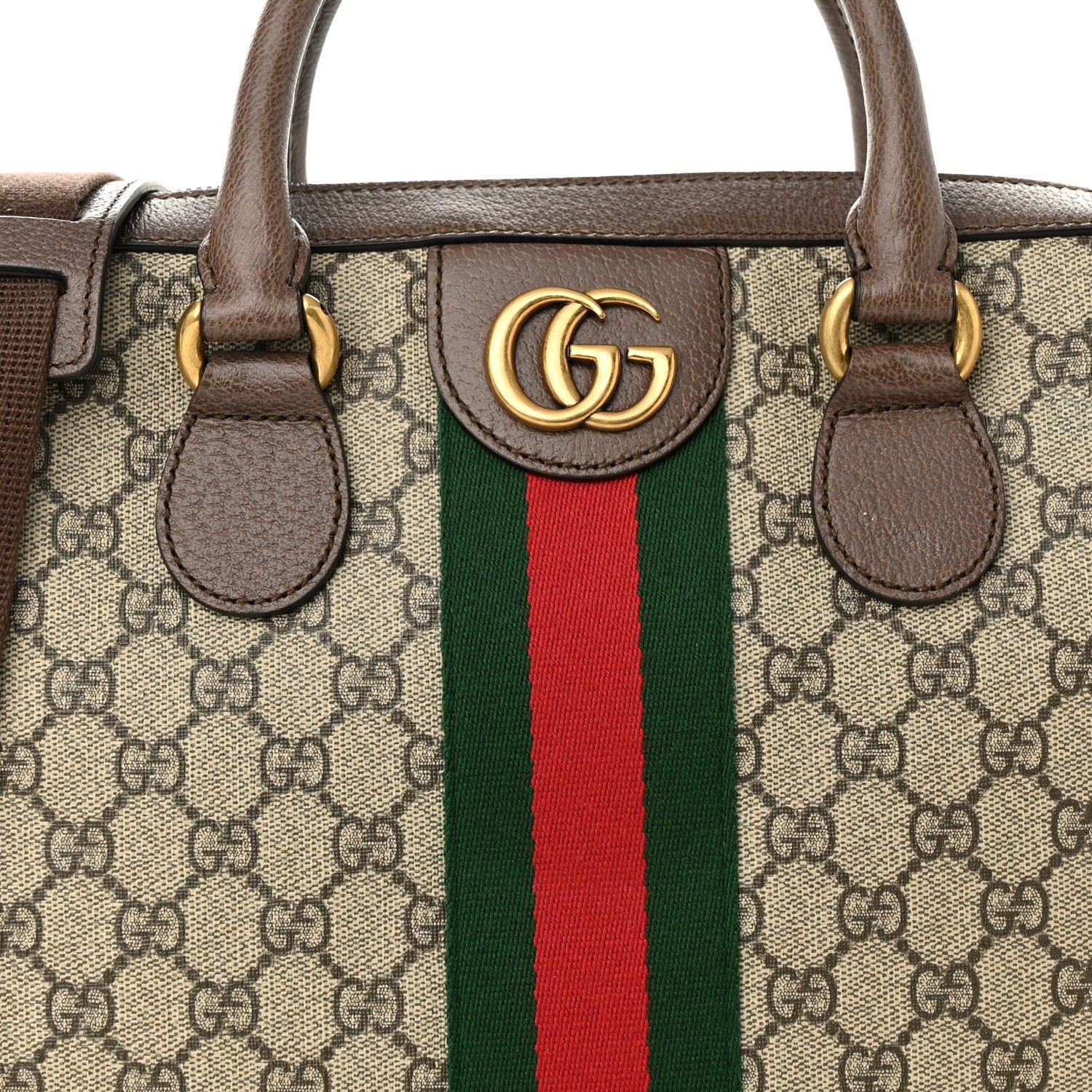 Gucci GG Supreme Monogram Textured Calfskin Web Medium Ophidia Briefcase Beige Ebony New Acero 8 of 10