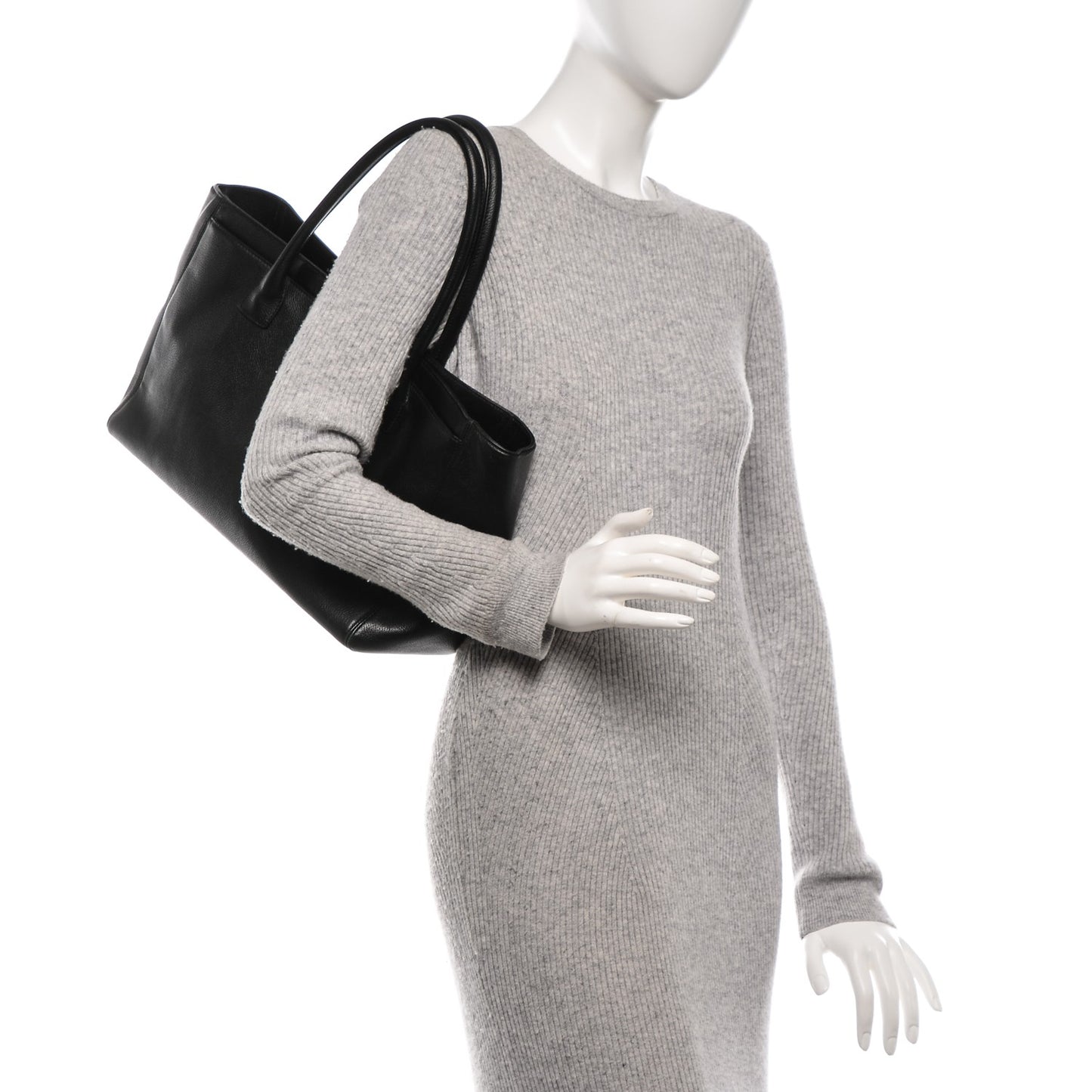 Calfskin Cerf Executive Shopper Tote Black