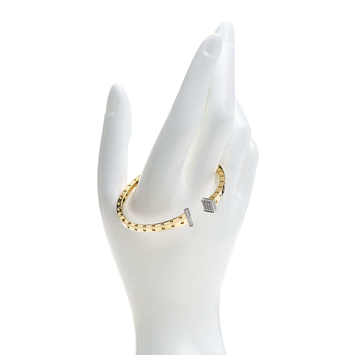 18K Yellow White Gold Diamond Pois Moi Chiodo Cuff Bracelet