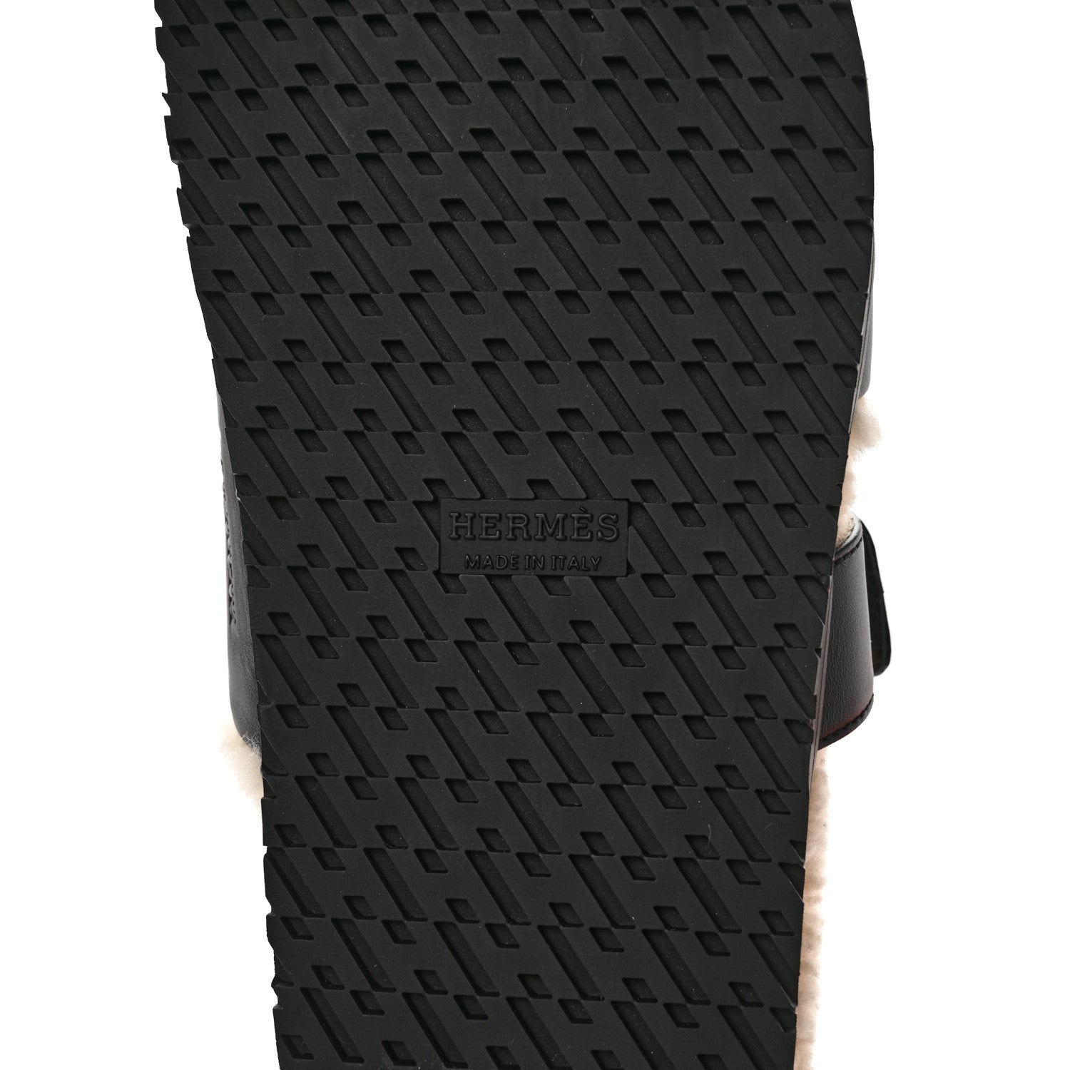 Hermes Calfskin Woolskin Womens Chypre Sandals 36 Black Ecru 6 of 12