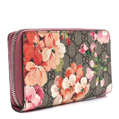 Gucci GG Supreme Monogram Blooms Zip Around Wallet Beige Multicolor Dry Rose 3 of 11