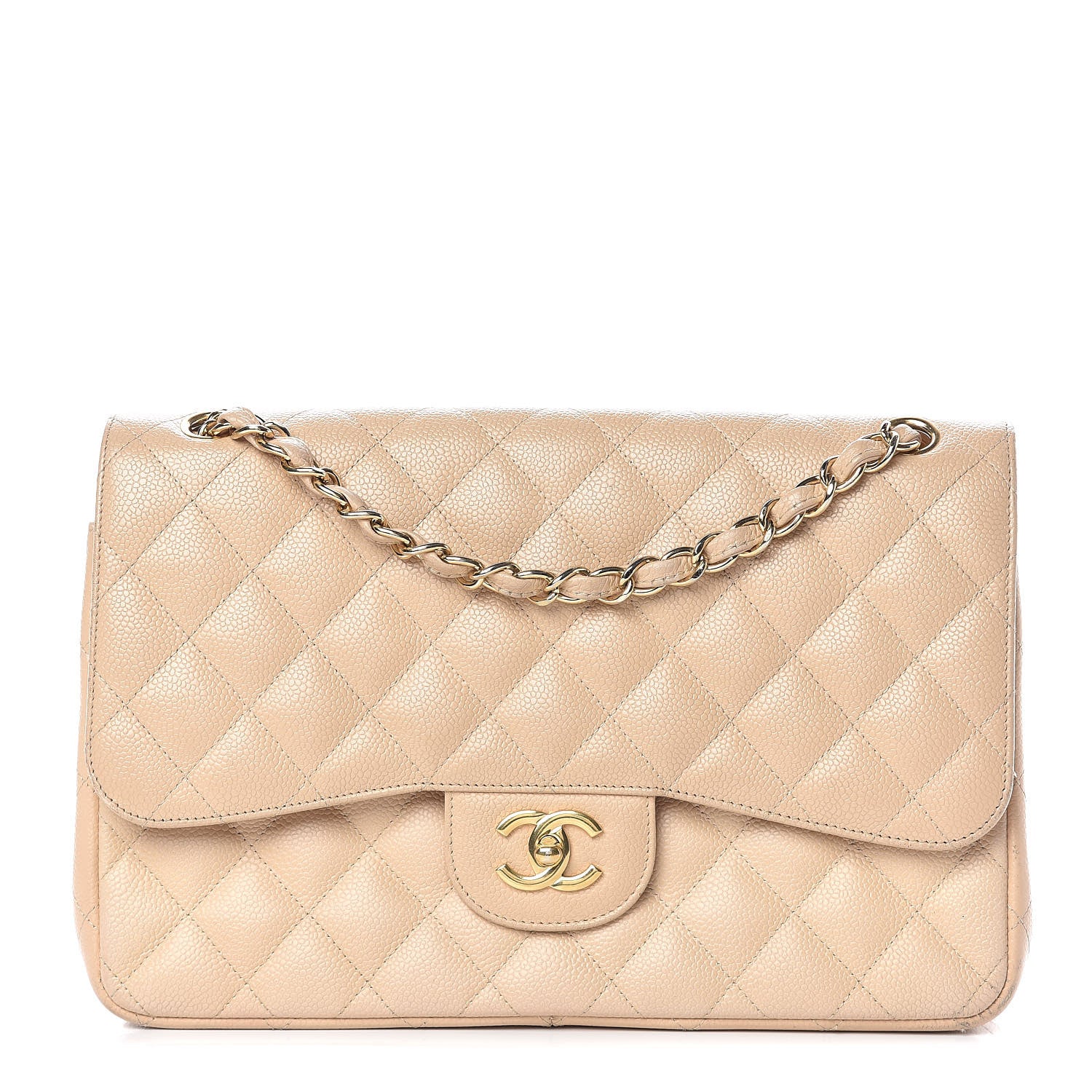 Chanel Caviar Quilted Jumbo Double Flap Beige Clair 1 of 17