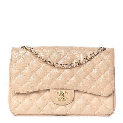 Chanel Caviar Quilted Jumbo Double Flap Beige Clair 1 of 17