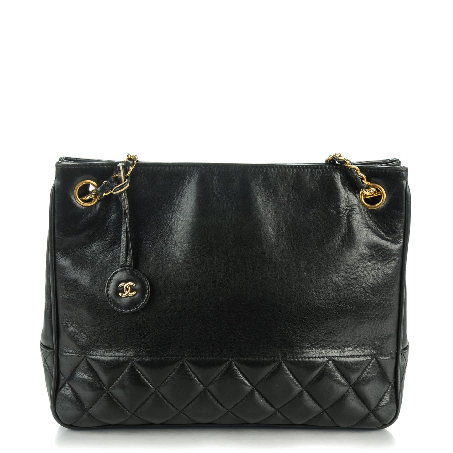 Lambskin Quilted Shoulder Bag Black
