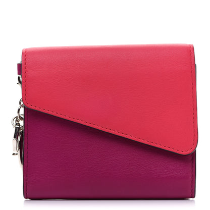 Christian Dior Smooth Calfskin Bi-Color Diorissimo Envelope Wallet Toxic Purple Pink 1 of 12