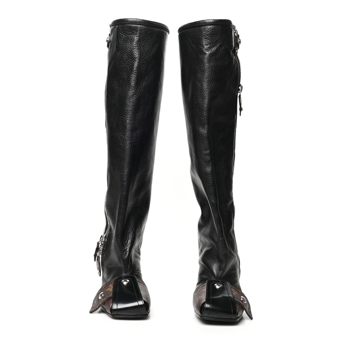 Calfskin Monogram Patti Wedge Tall Boots 36 Black