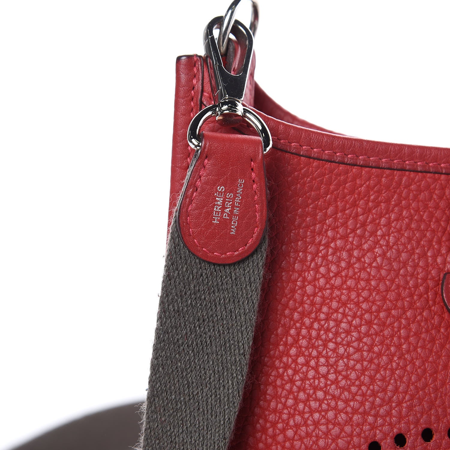 Hermes Taurillon Clemence Amazone Evelyne TPM Rouge Casaque Etain 12 of 13