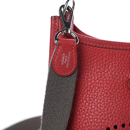 Hermes Taurillon Clemence Amazone Evelyne TPM Rouge Casaque Etain 12 of 13