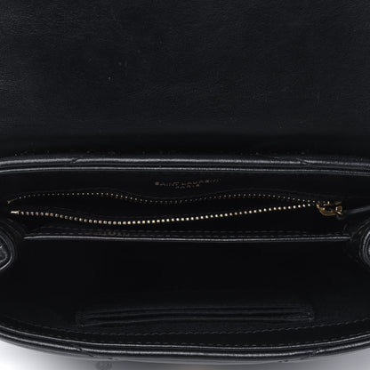 Saint Laurent Calfskin Y Quilted Monogram Toy Loulou Crossbody Bag Black 4 of 5