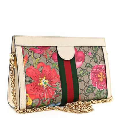 Gucci GG Supreme Monogram Flora Web Small Ophidia Chain Shoulder Bag White 3 of 10