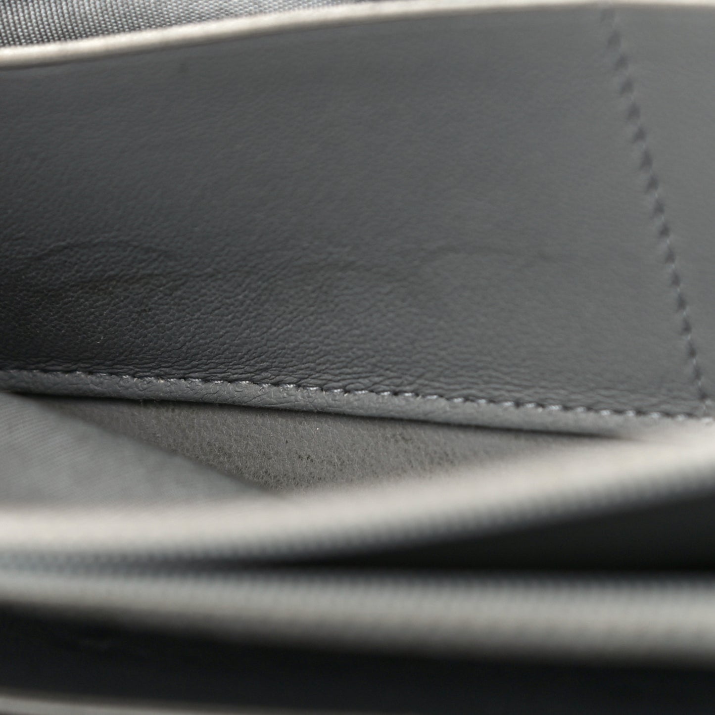 Metallic Caviar Chevron Quilted Boy Small Zip Around Wallet Silver