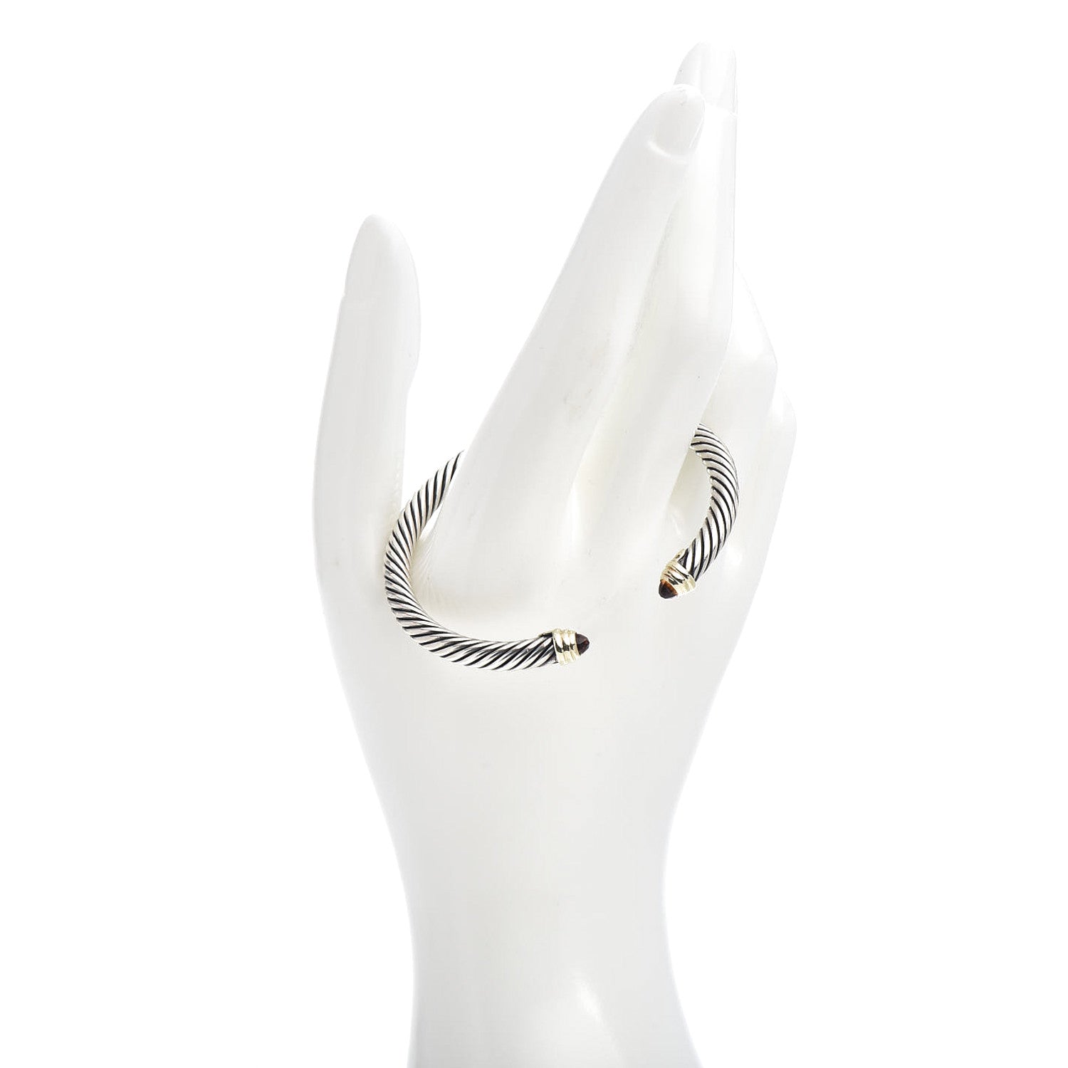 David Yurman Sterling Silver 18K Yellow Gold Citrine 4mm Cable Classics Bracelet 2 of 4