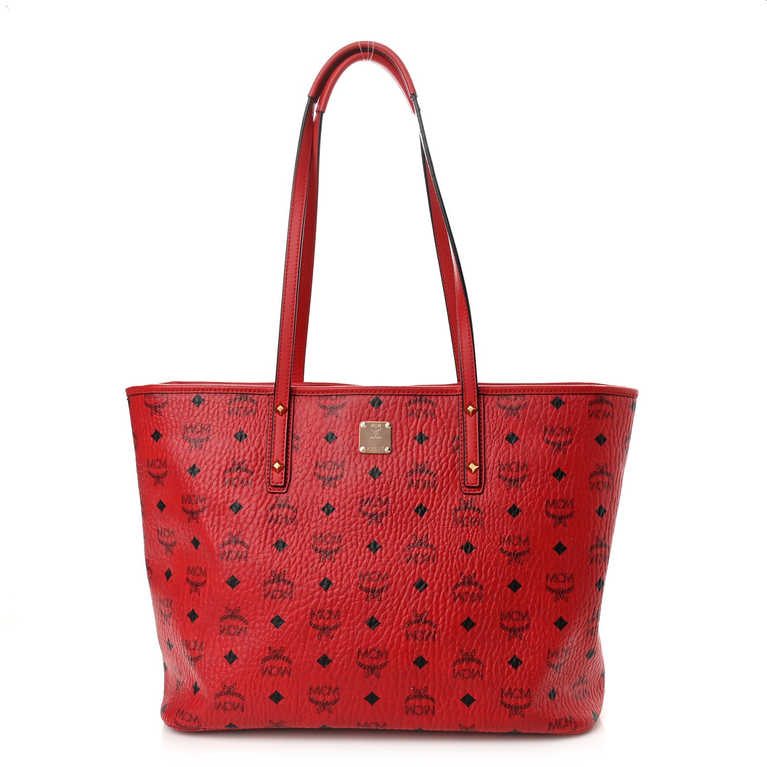 MCM Visetos Medium Anya Shopper Tote Ruby Red 2 of 17