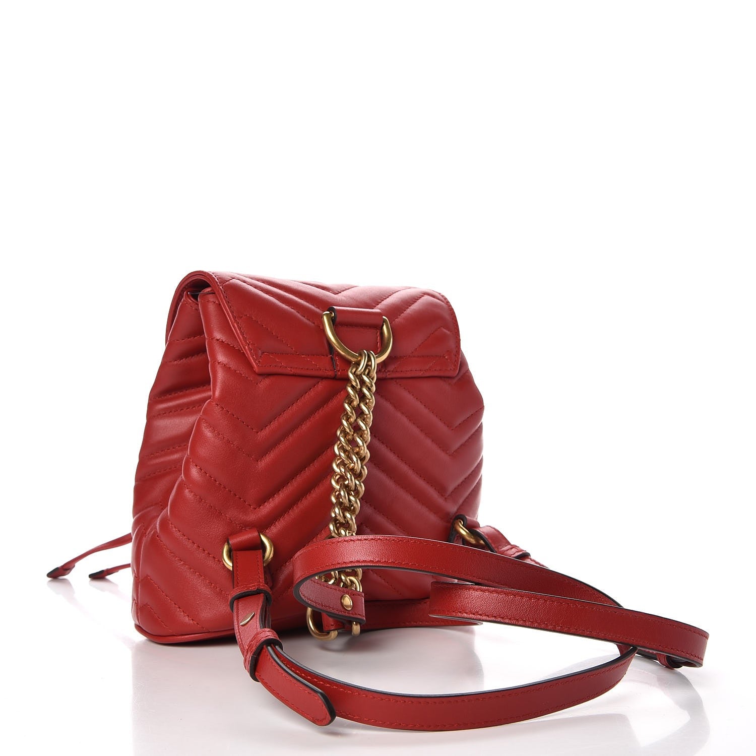 Gucci Calfskin Matelasse GG Marmont Flap Backpack Hibiscus Red 3 of 7