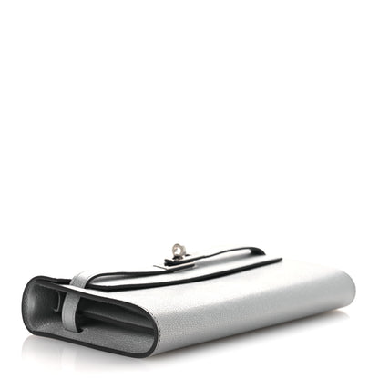 Hermes Metallic Chevre Chamkilight Kelly Wallet To Go Argent 7 of 25