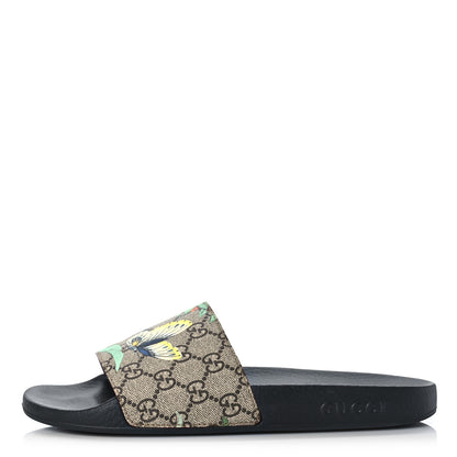 Gucci GG Supreme Monogram Tian Womens Slide Sandals 40 Beige Multicolor 1 of 10