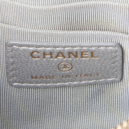 Chanel Shiny Goatskin Quilted Small Chanel 19 Pouch Silver 7 of 9