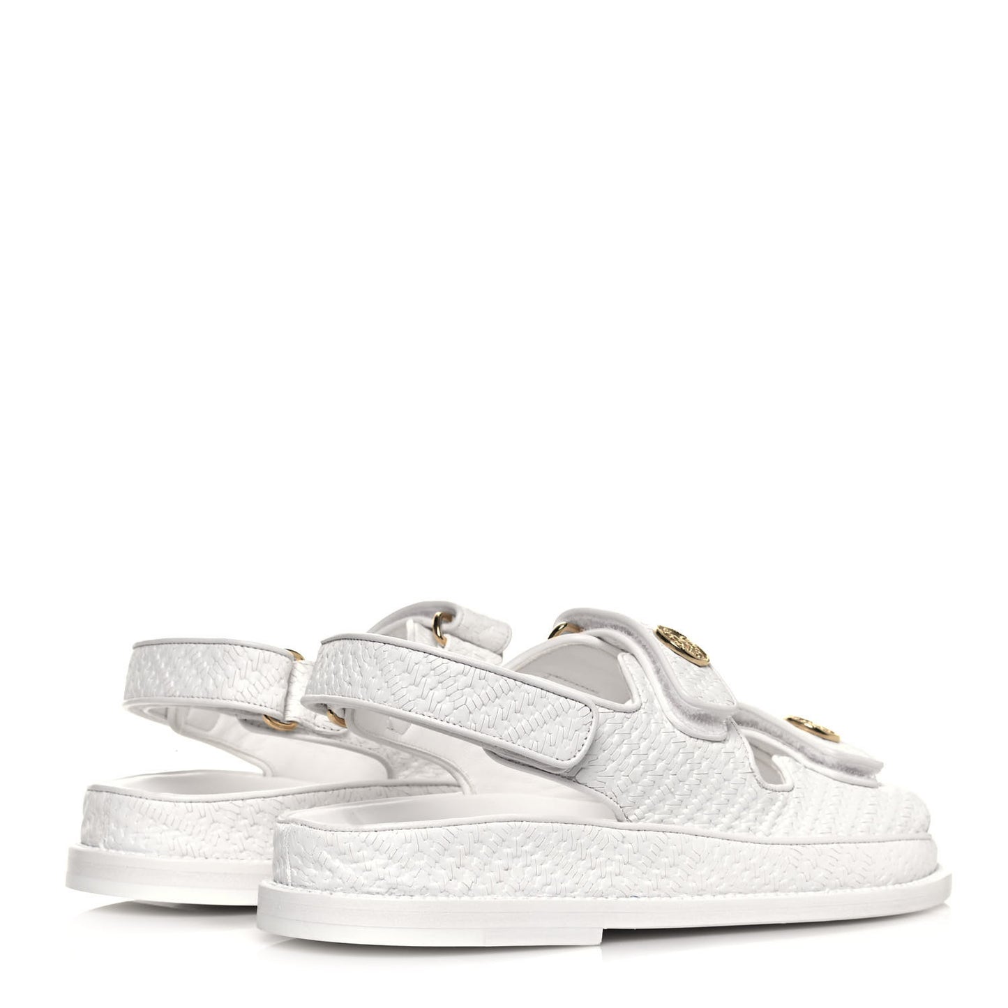 Calfskin Printed Velcro Dad Sandals 36.5 White