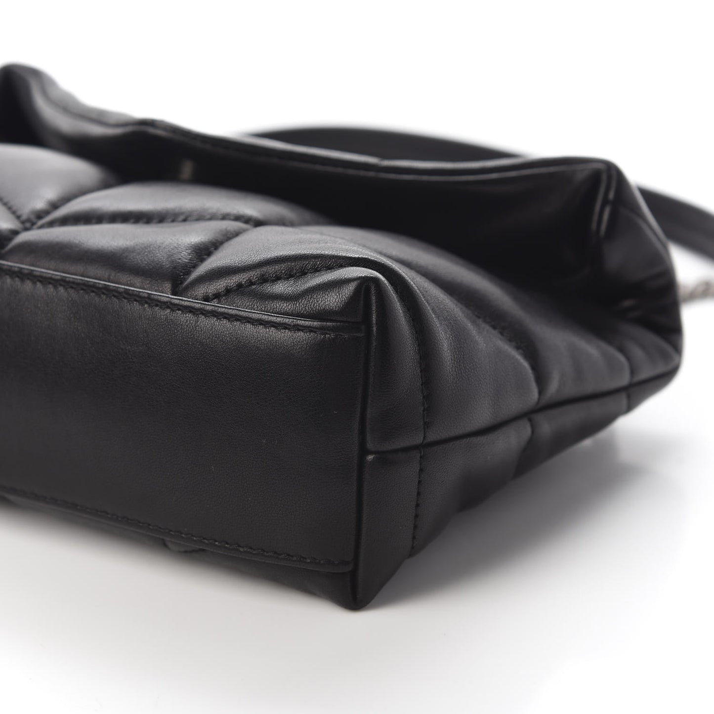 Lambskin Quilted Toy Loulou Puffer Monogram Chain Satchel Black