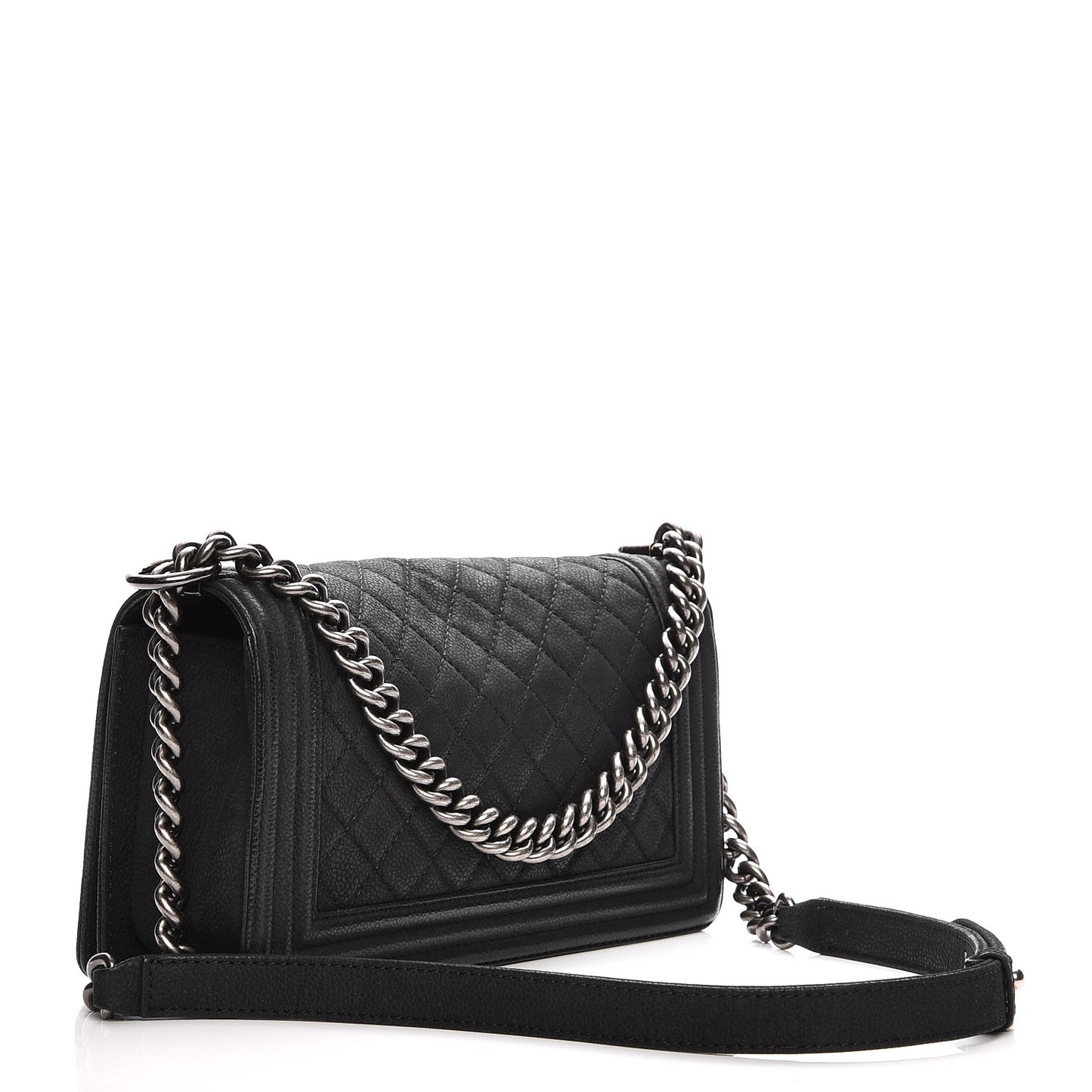 Iridescent Caviar Quilted Medium Boy Flap Black