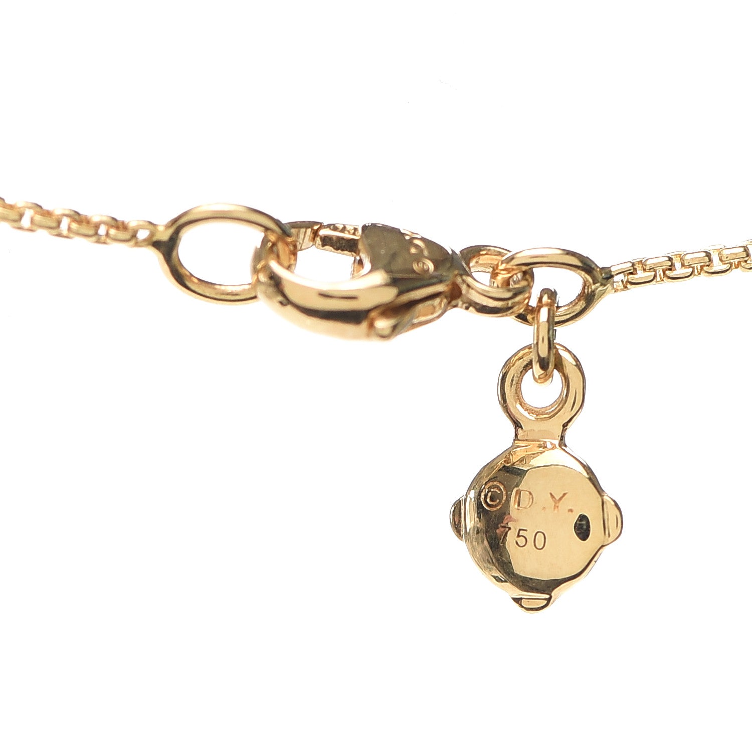 David Yurman 18K Yellow Gold Diamond 16mm Stax Pendant Necklace 4 of 5