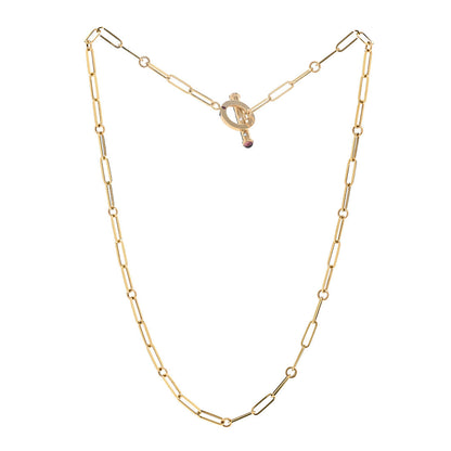 Roberto Coin 18K Yellow Gold Diamond Pink Tourmaline Tiny Treasures Link Chain Necklace 3 of 5