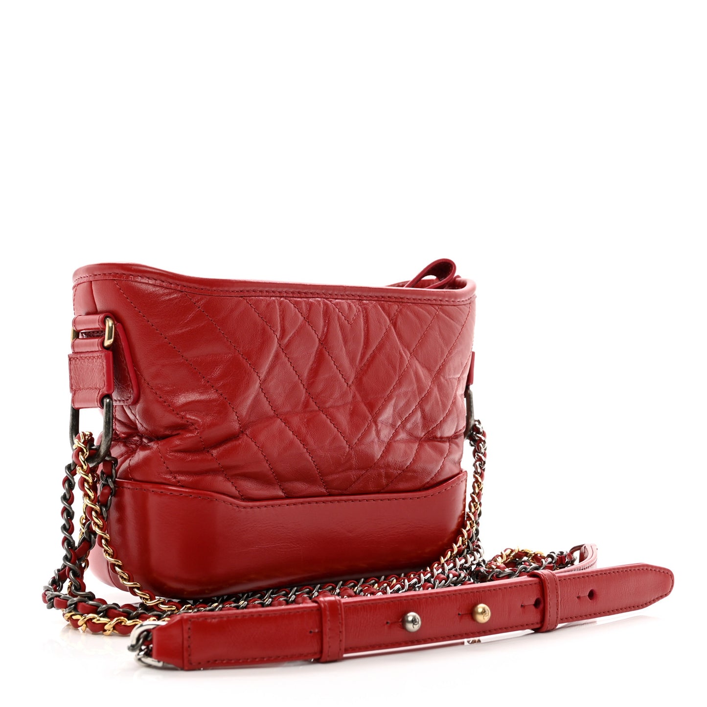 Aged Calfskin Quilted Small Gabrielle Logo Hobo Red