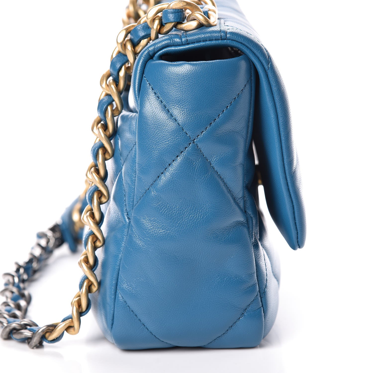 Chanel Goatskin Quilted Medium 19 Flap Turquoise 11 of 13
