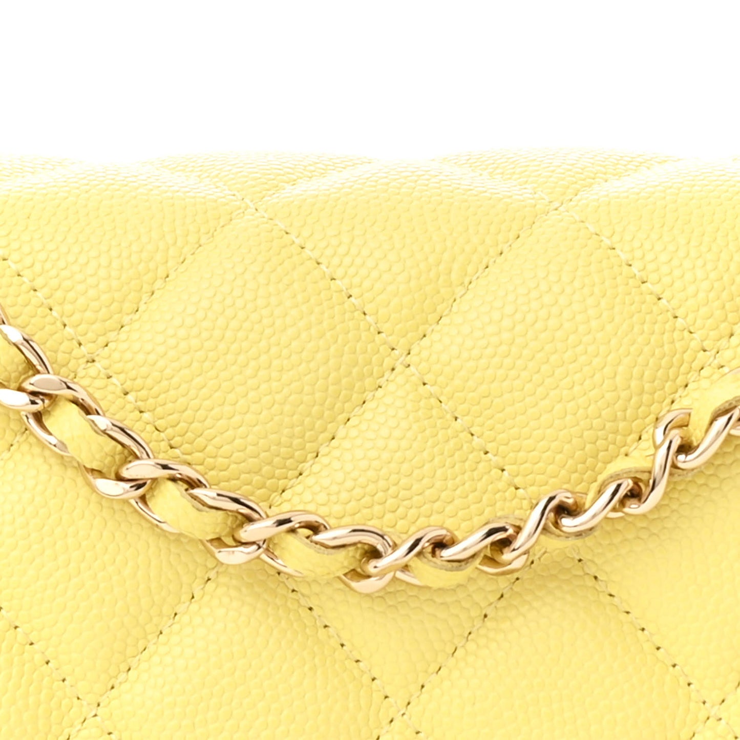 Caviar Quilted Wallet on Chain WOC Yellow