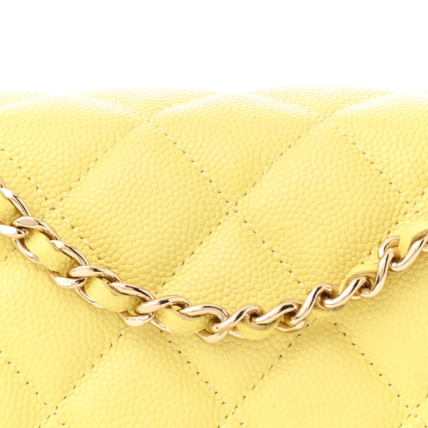 Chanel Caviar Quilted Wallet on Chain WOC Yellow 9 of 13