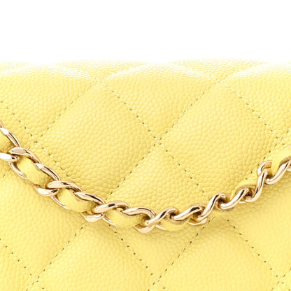 Chanel Caviar Quilted Wallet on Chain WOC Yellow 9 of 13