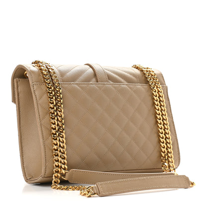 Saint Laurent Grain De Poudre Textured Mixed Matelasse Medium Triquilt Monogram Satchel Dark Latte 2 of 8