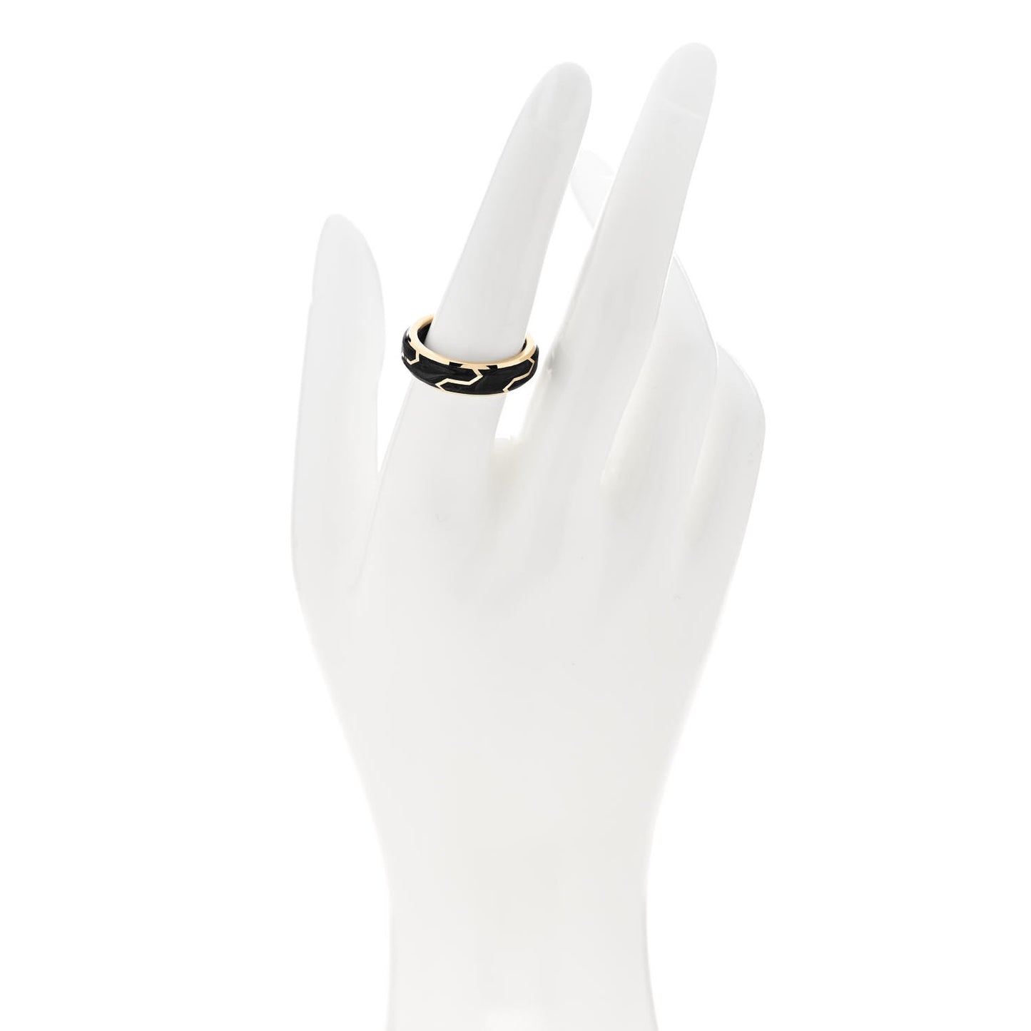 18K Yellow Gold Forged Carbon Band Ring 56 7.5