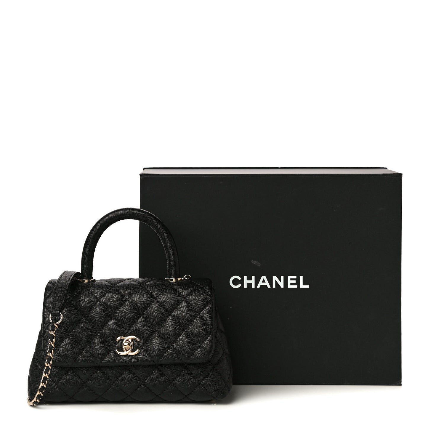 Caviar Quilted Mini Coco Handle Flap Black