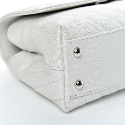 Chanel Iridescent Caviar Chevron Quilted Mini Coco Handle Flap White 8 of 11