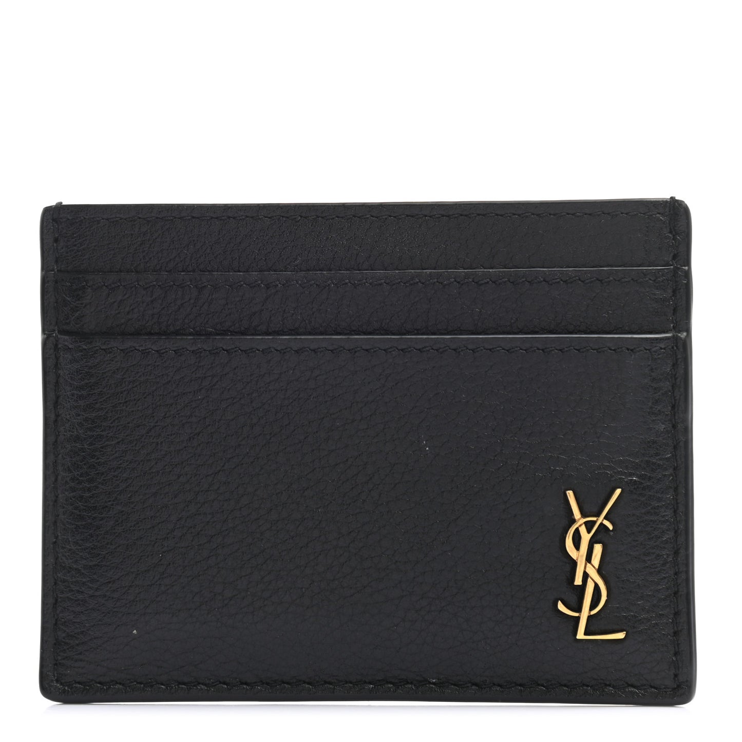 Grained Calfskin Credit Card Case Black