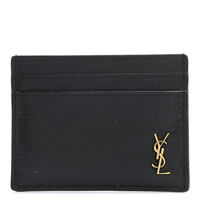 Saint Laurent Grained Calfskin Credit Card Case Black 1 of 7