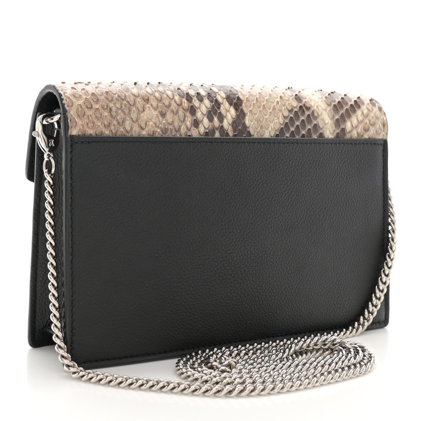 Soft Calfskin Snakeskin My Lockme Chain Pochette Black