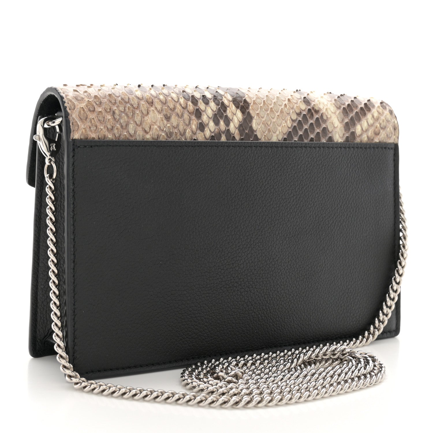 Louis Vuitton Soft Calfskin Snakeskin My Lockme Chain Pochette Black 3 of 10