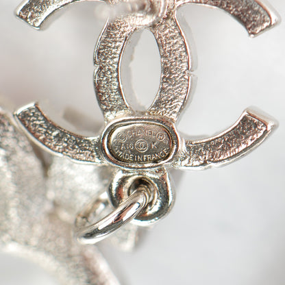 Chanel Crystal Heart CC Drop Earrings Silver 4 of 5