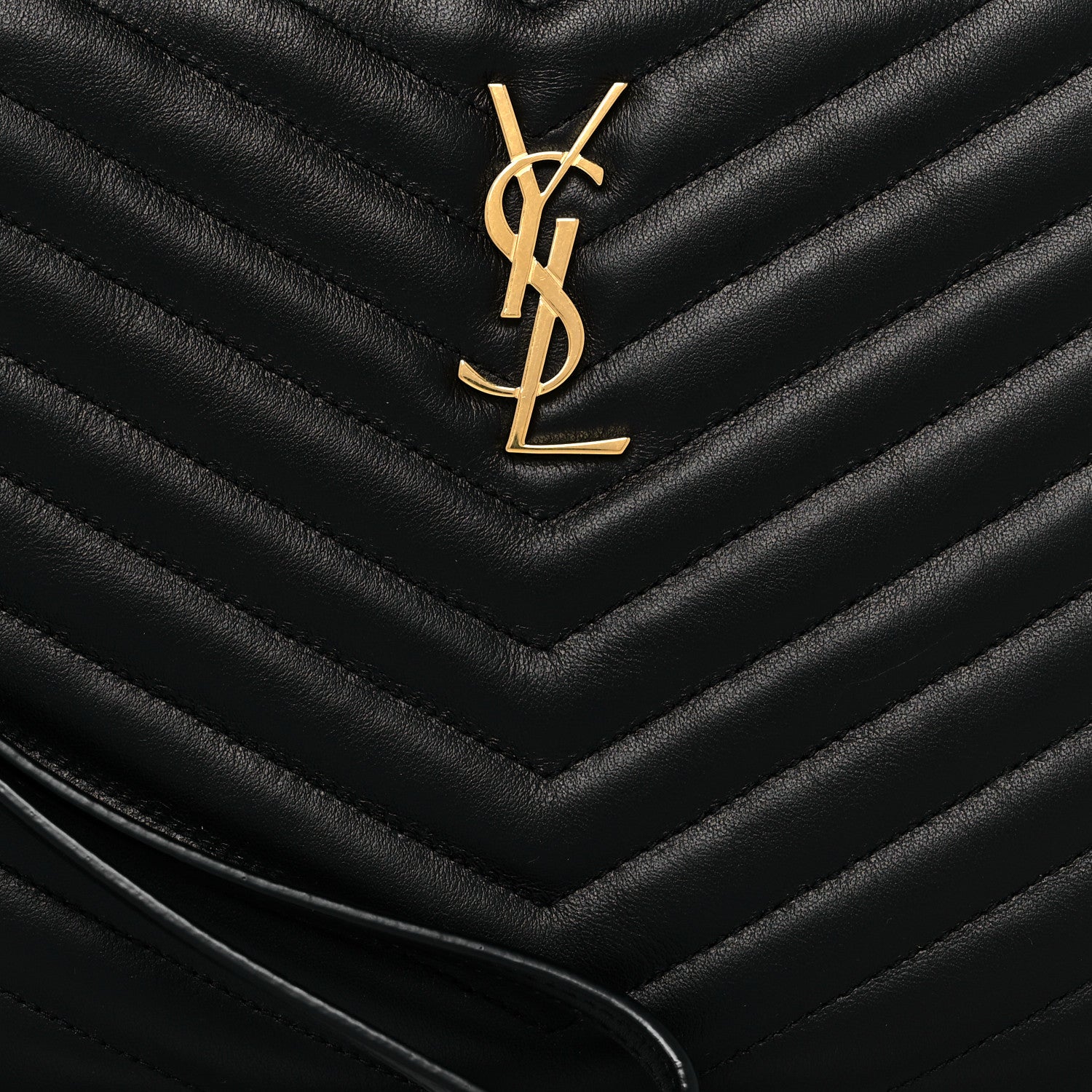 Saint Laurent Calfskin Matelasse Chevron Monogram A5 Wristlet Black 8 of 11