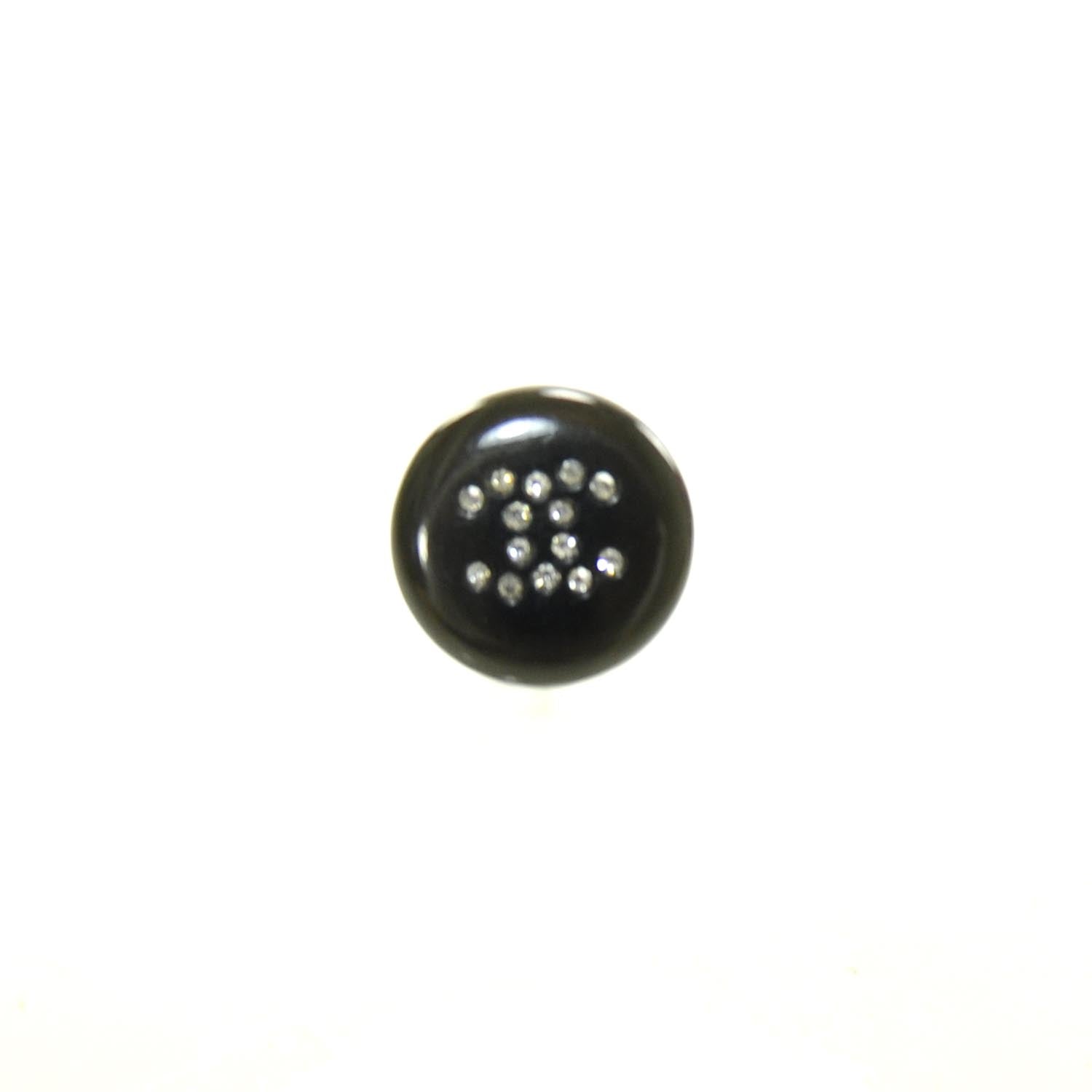 Chanel Crystal CC Button Earrings Black 4 of 5