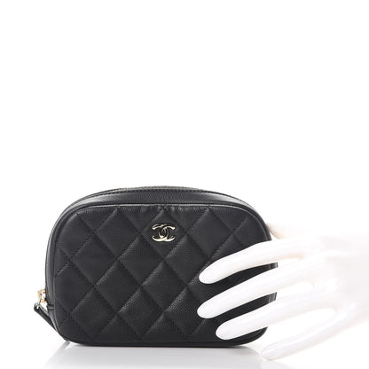 Chanel Caviar Quilted Small Curvy Pouch Cosmetic Case Black 2 of 8