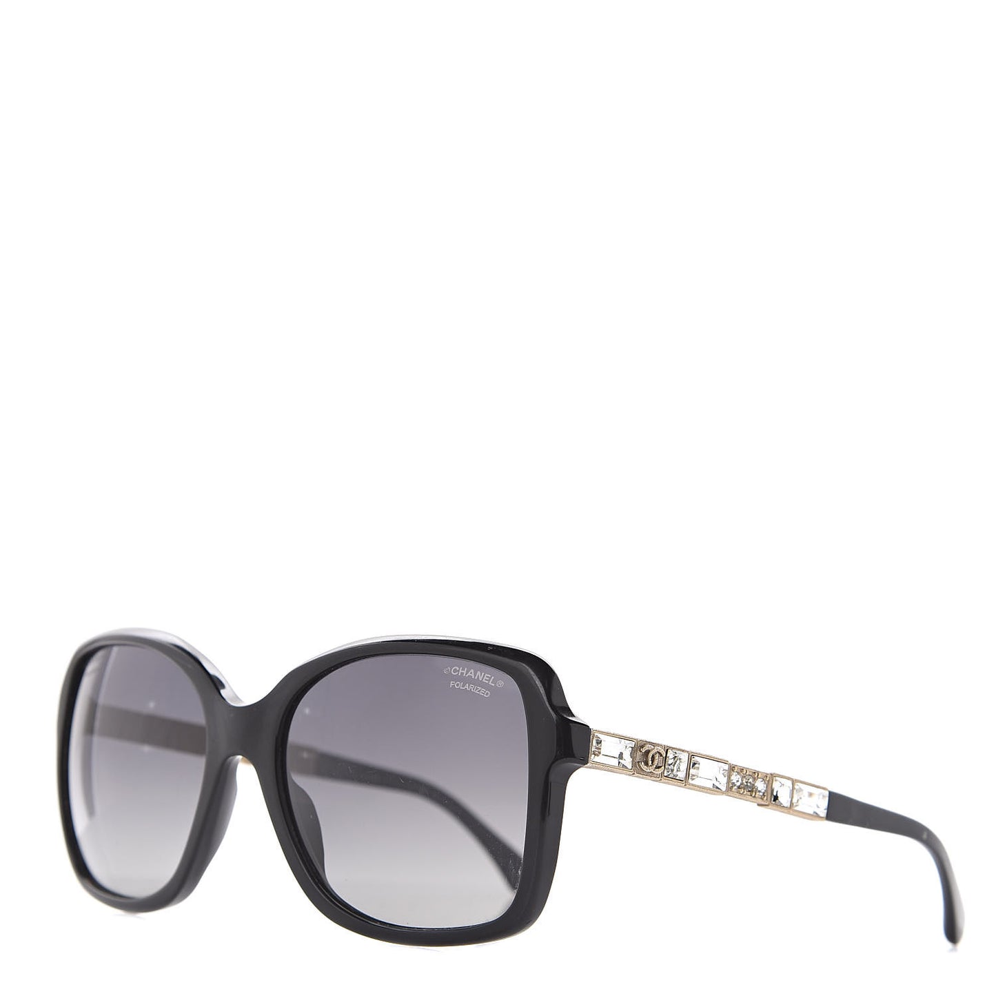 Crystal Baguette Polarized Square Sunglasses 5308-B Black