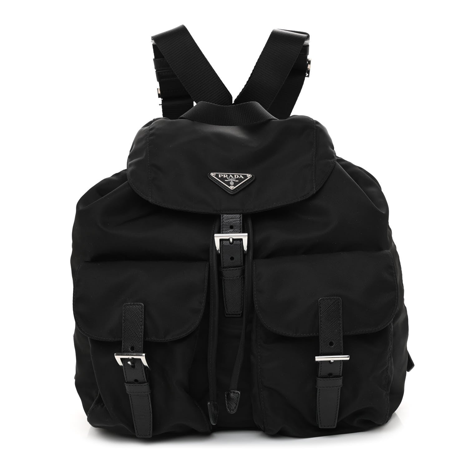 Prada Tessuto Nylon Saffiano Medium Backpack Black 1 of 9