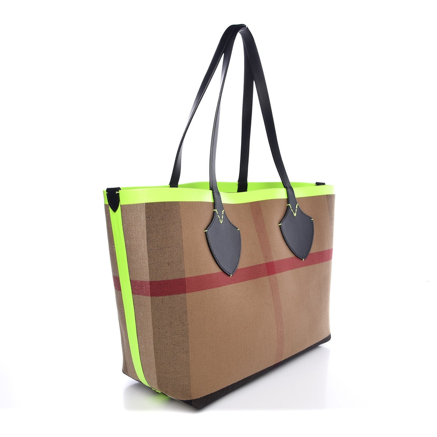 Canvas Mega Check The Giant Reversible Tote Black Neon Yellow